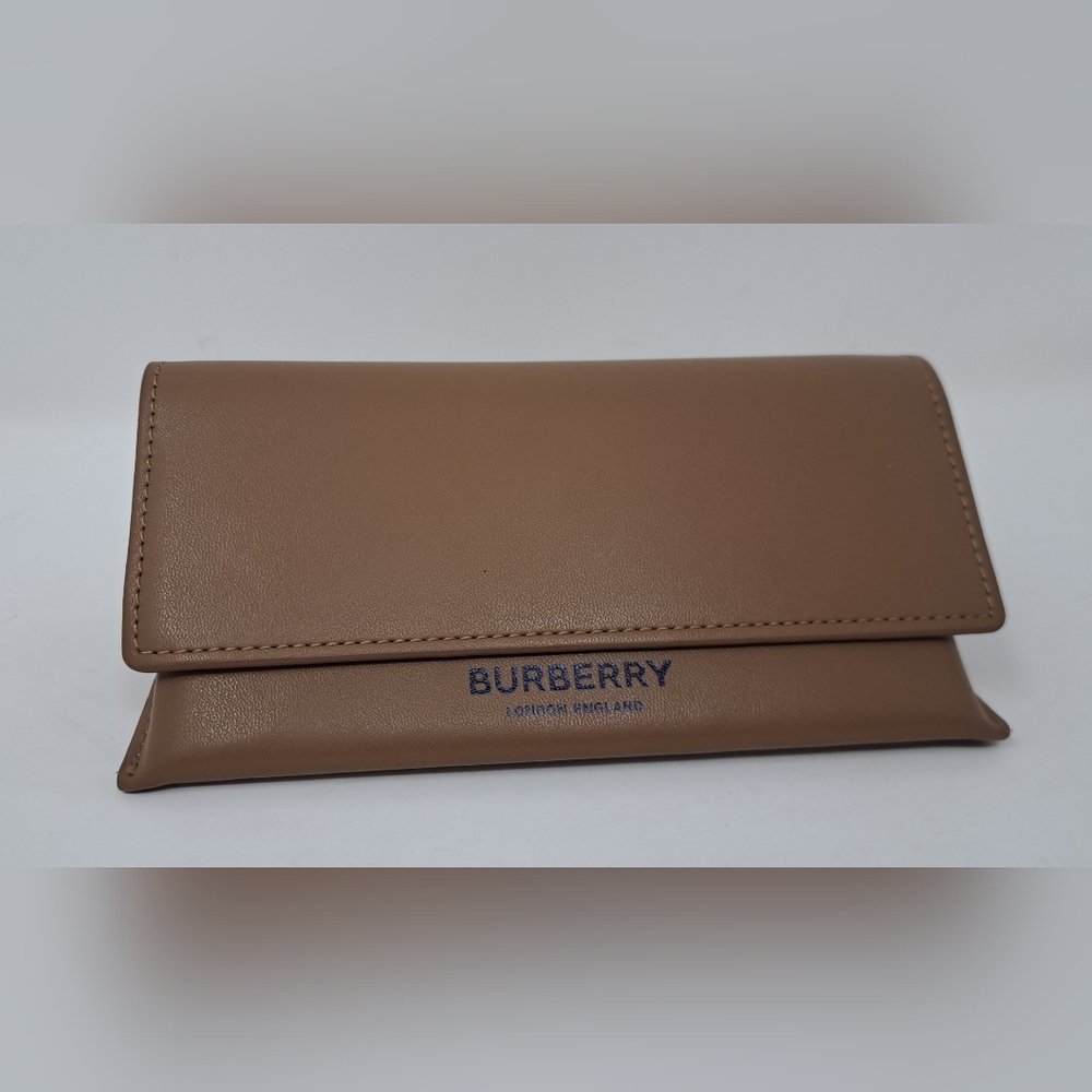 NWOT Burberry Sunglasses Case XL Brown Leather Authentic 7" x 2.5" x 3.5"